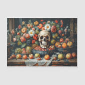 Vanitas met fruit, bloemen en schedel - tissuepapier (Voorkant)