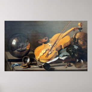 Vanitas still Life with Self-Portrait Pieter Claes Poster