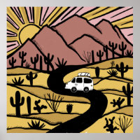VANLIFE Desert Cacti Mountain Ontdek het avontuur