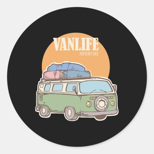 Vanlife Travel Ronde Sticker (Voorkant)