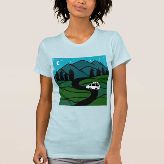 VANLIFE Trees Forest Mountain Ontdek het avontuur T-shirt (Voorkant)