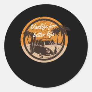 Vanlife voor een beter leven ronde sticker