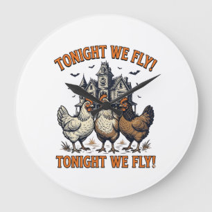Vannacht Vliegen We Grappige Kip Halloween Shirt O Grote Klok