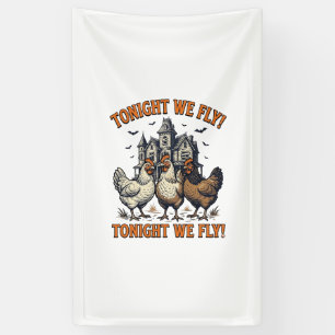 Vannacht Vliegen We Grappige Kip Halloween Shirt O Spandoek