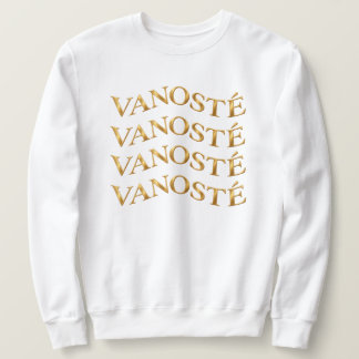 VANOSTÈ Logo – Minimalistische gouden typografie  Trui