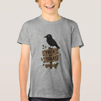 VANOSTÈ Trick or Treat Raven Houten Bord Grafisch  Tri-Blend Shirt