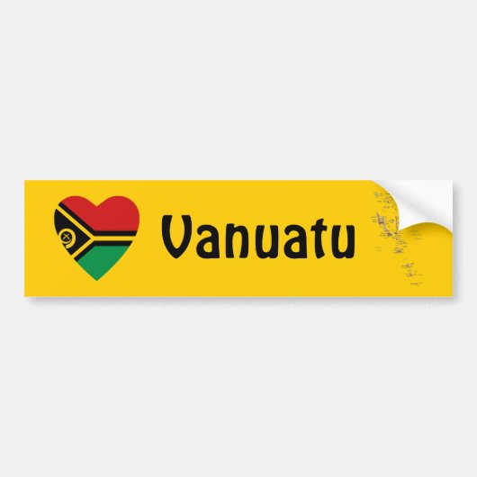 Vanuatu Flag Heart + Map Bumpersticker (Voorkant)