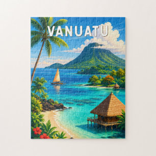 Vanuatu Illustratie Reis Kunst Vintage Legpuzzel