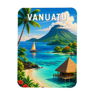 Vanuatu Illustratie Reis Kunst Vintage Magneet