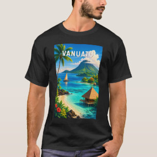 Vanuatu Illustratie Reis Kunst Vintage T-shirt