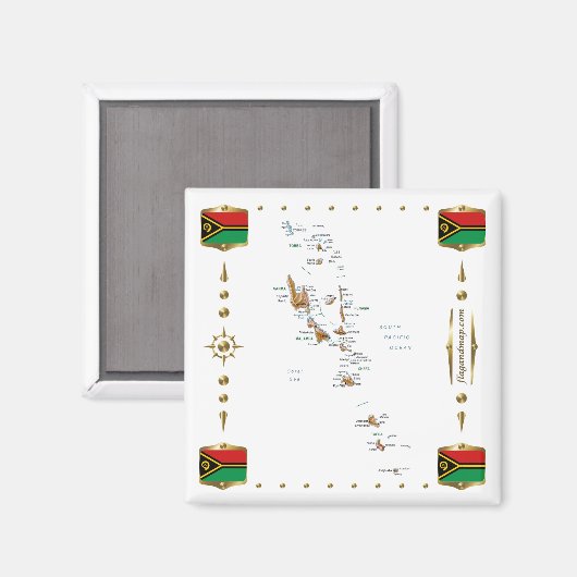 Vanuatu Map + Flags Magnet Magneet (Voorkant / Achterkant)