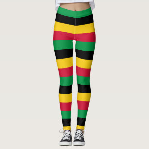 Vanuatu National Flag Colors Horizontal Striped Leggings