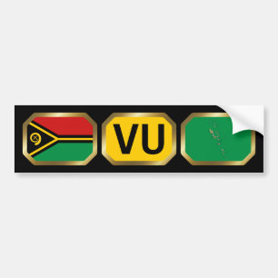 Vanuatu Vlag Landkaart Code Bumpersticker