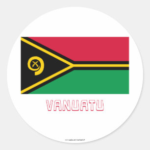 Vanuatu Vlag met naam Ronde Sticker