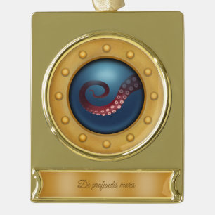 "Vanuit de diepte van het zee" Steampunk Explorer Verguld Banner Ornament