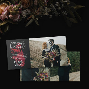 Vanuit de diepte van onze harten Donkere trouwfoto Bedankkaart