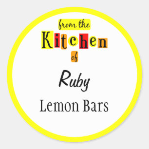 Vanuit de keuken van Retro Gele Aangepaste Sticker