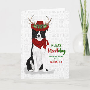vanuit de Westerne Dog Border Collie Kerstmis Feestdagen Kaart