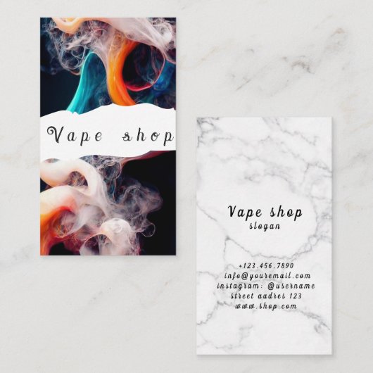 Vape Shop Fumer Carte de visite de cigarettes (Devant / Derrière)