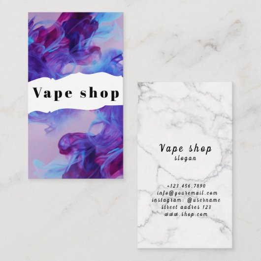 Vape Shop Fumer Carte de visite de cigarettes (Devant / Derrière)