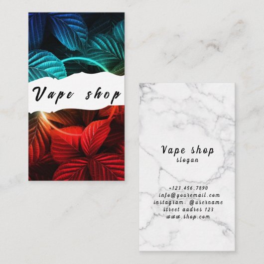 Vape Shop Fumer Carte de visite de cigarettes (Devant / Derrière)