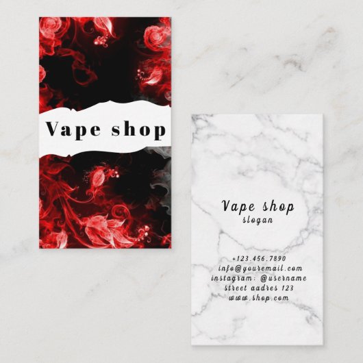 Vape Shop Fumer Carte de visite de cigarettes (Devant / Derrière)