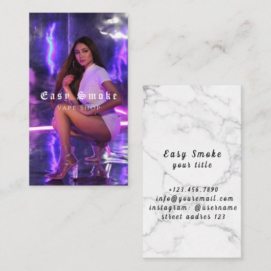 Vape Shop Fumer Carte de visite noir (Devant / Derrière)