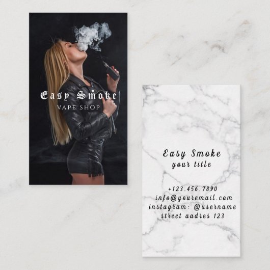 Vape Shop Fumer Carte de visite noir (Devant / Derrière)
