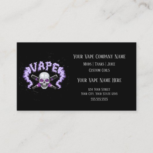 VAPE | Vape Skull Paarse Business Social Media Visitekaartje (Voorkant)