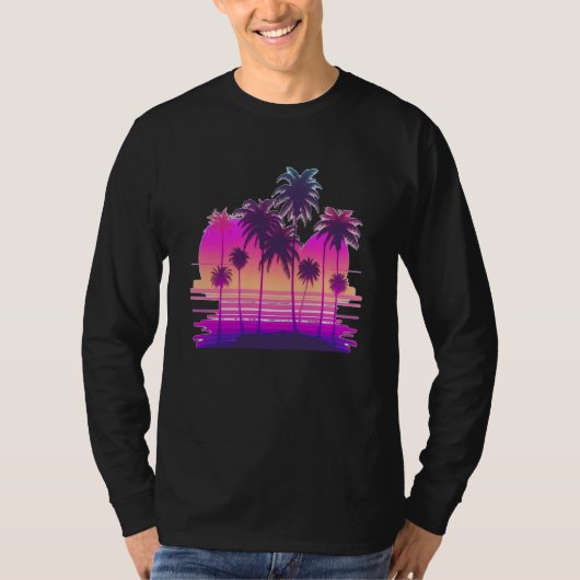 Vaperwave Aesthetic Glitch Palm Retrowave Synthwav T-shirt (Voorkant)