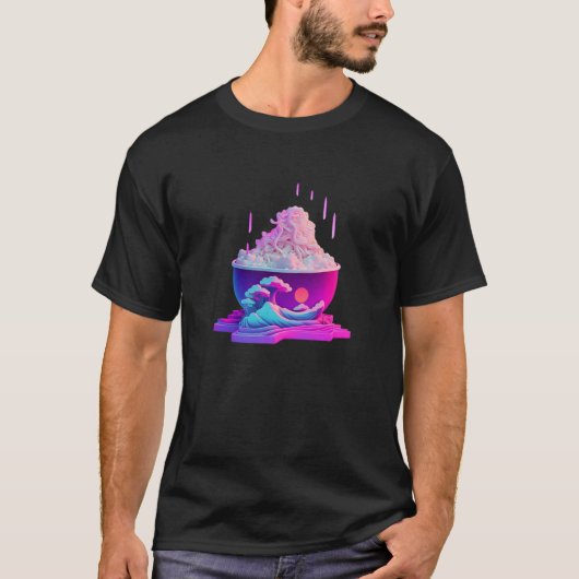 Vaperwave Aesthetic Glitch Palm Retrowave Synthwav T-shirt (Voorkant)