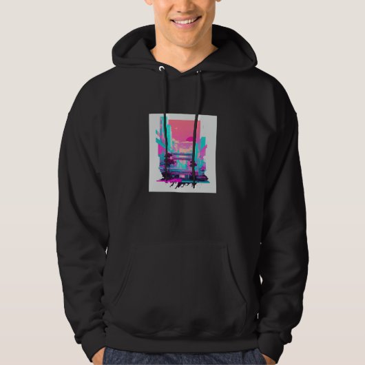 Vaperwave Aesthetic Glitch Retrowave Synthwave  11 Hoodie (Voorkant)