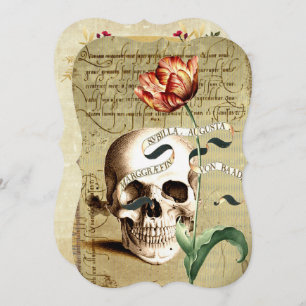 Vapeur Crâne Floral Halloween Invitations