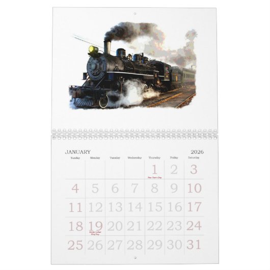 Vapeur de locomotives et calendrier mural diesel (Jan 2026)