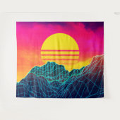 Vaporgolf-landschap met neonbergen wandkleed (Voorkant (horizontaal))