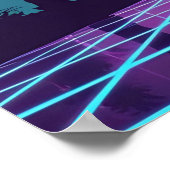 Vaporwave 80s Neon Grid Synthwave Art Poster (Coin)