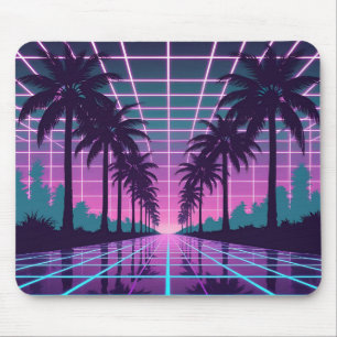 Vaporwave 80s Neon Grid Synthwave Art Poster Muismat