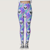 vaporwave alien emoji leggings (Voorkant)