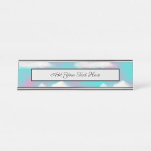 Vaporwave Blauwe Lucht Wolken Bureau Naambordje