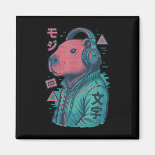 Vaporwave Capybara Japanse kunst Anime Manga Ukiyo Magneet