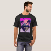 Vaporwave esthetisch vliegend eiland met palmen en t-shirt (Voorkant volledig)