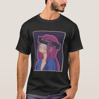 vaporwave esthetische droevige anime meisje japans t-shirt