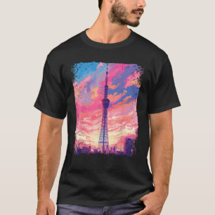 Vaporwave esthetische Skytree Tokyo Japan Japans S T-shirt