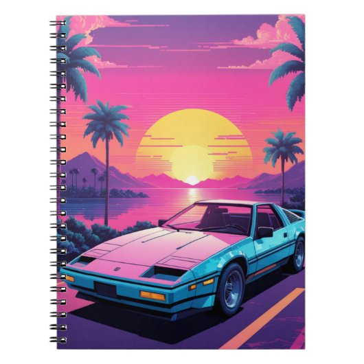 Vaporwave Futuristic Retro Sports Carnet automobil (Devant)