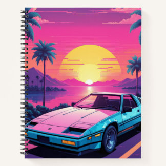 Vaporwave futuristische retro sportwagen Notitiebo Notitieboek