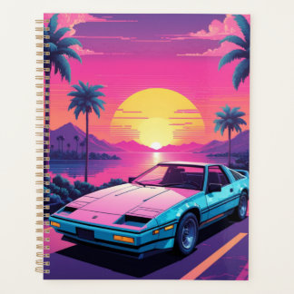 Vaporwave futuristische retro sportwagenplanner planner