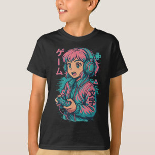 Vaporwave Gamer Meisje Japanse Art Anime Manga Gra T-shirt