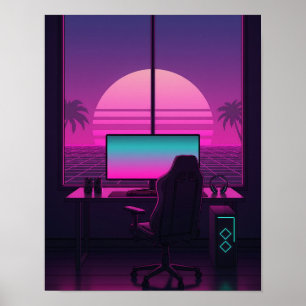 Vaporwave Gaming Bureaublad Poster