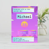 Vaporwave geek 80s et 90s Invitation d'anniversair (Debout devant)