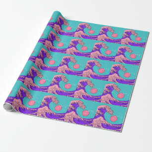 Vaporwave Great Wave: gestileerde oceaankunst Cadeaupapier